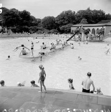 People swimming at Northsteads Lido, Scarborough, North Yorkshire, 1950s. Artist: Hallam Ashley