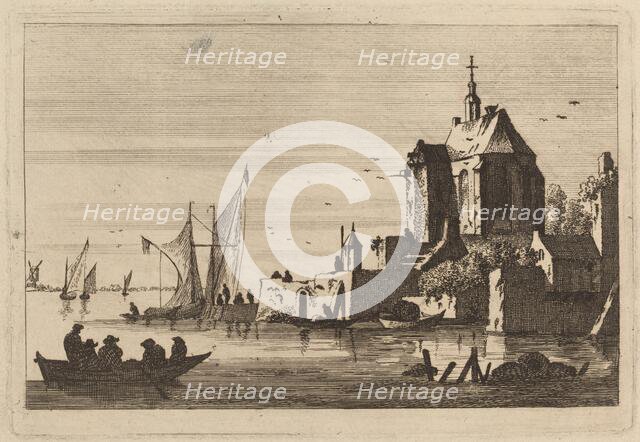 Church in an Inlet with Rowboat in the Foreground. Creator: Franz Edmund Weirotter.