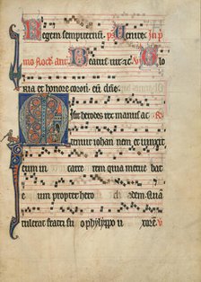 Initial M: The Beheading of Saint John the Baptist; Antiphonal, about 1260-1270. Creator: Unknown.