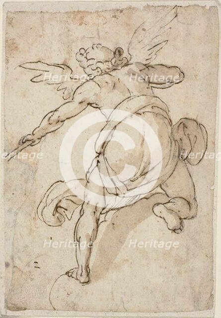 Angel Holding a Trumpet, 1576/79. Creator: Federico Zuccaro.