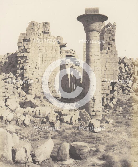 Karnak (Thèbes), Cour du Palais - Vue Prise de Point I, 1851-52, printed 1853-54. Creator: Félix Teynard.
