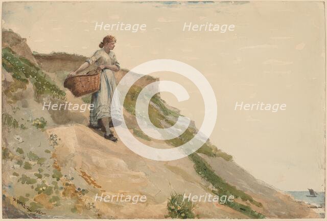 Girl Carrying a Basket, 1882. Creator: Winslow Homer.