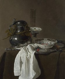 Still Life with a Pewter Flagon and Two Ming Bowls, 1651. Artist: Treck, Jan Jansz. (1605-1652)