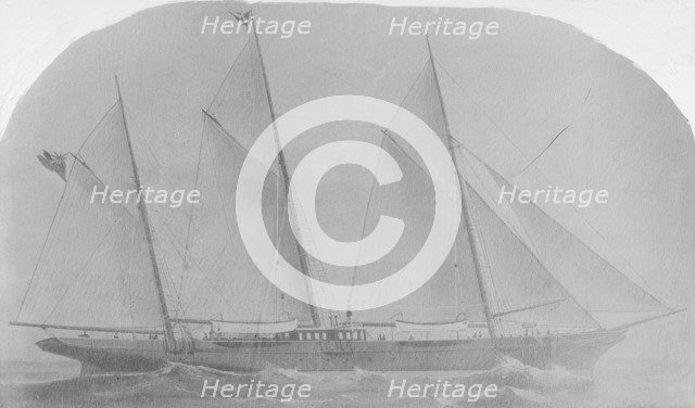 Unknown artwork showing a three mast schooner. Creator: Kirk & Sons of Cowes.