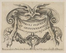 Title page, from 'Various figures and doodles' (Diverses figures et griffonnemens), ca. 1646. Creators: Stefano della Bella, Francois Chauveau.