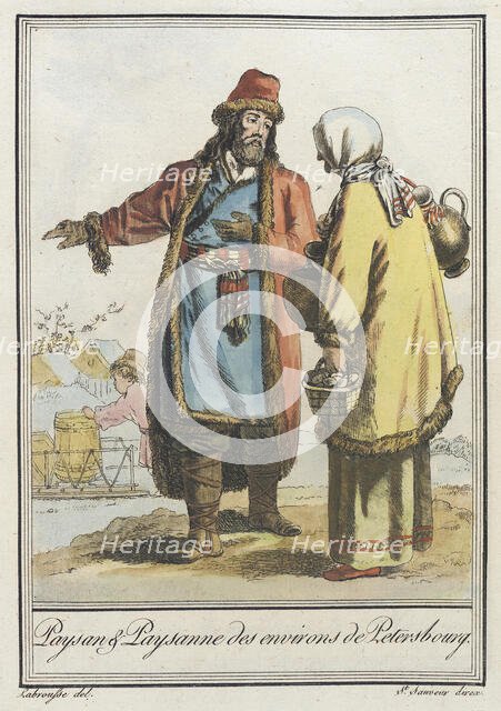 Costumes de Différents Pays, 'Paysan & Paysanne des Environs de Petersbourg', c1797. Creator: LF Labrousse.