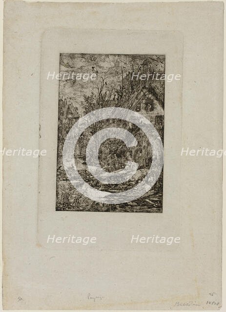 Entering a Village, from Revue Fantaisiste, 1861. Creator: Rodolphe Bresdin.