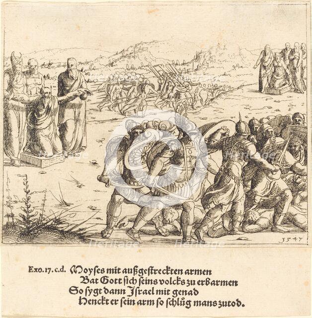 Moses with Outstretched Arms, 1547. Creator: Augustin Hirschvogel.