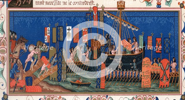 Crusaders embarking for the Holy Land, 15th century. Artist: Unknown