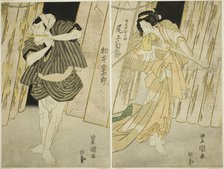 The Actors Onoe Kikugoro III (right) as Shirokiya Okoma and Matsumoto Koshiro V...c. 1816. Creator: Utagawa Toyokuni I.