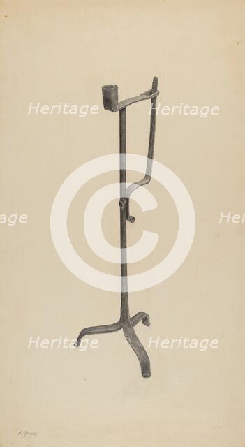 Rush Light and Candle Holder, c. 1938. Creator: Benjamin Resnick.