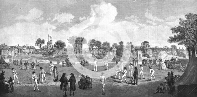 ''Cricket at Moulsey Hurst; 1780', 1890. Creator: Unknown.