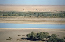 View of the River Tigris from the Ziggurat, Ashur, Iraq, 1977.