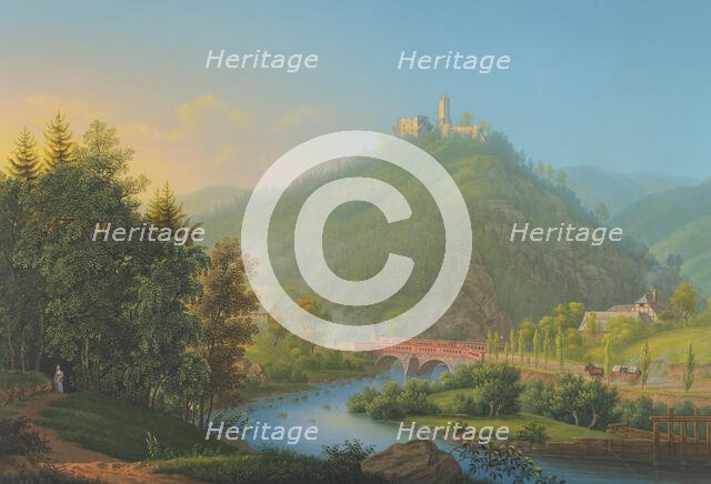 View of Kynsburg over the Weistritz River Valley in Silesia, late 18th-19th century. Creator: Johann Heinrich Bleuler.