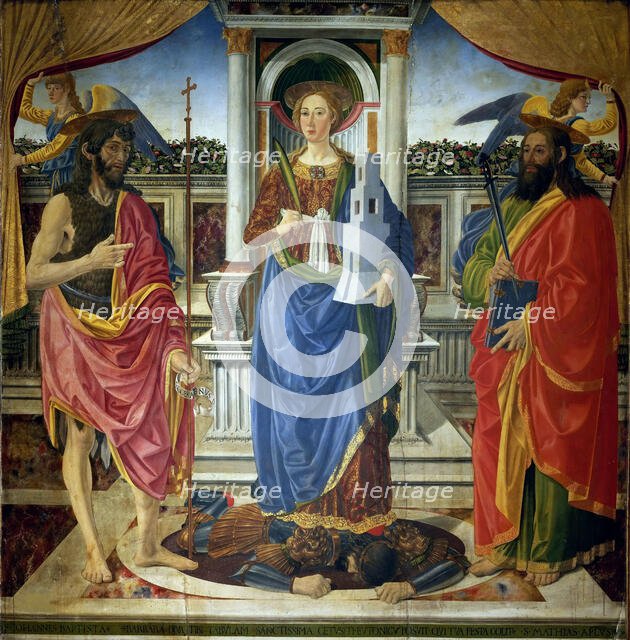 Saint Barbara with Saints John the Baptist and Matthew, ca 1470. Creator: Rosselli, Cosimo di Lorenzo (1439-1507).