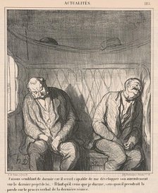 Faisons semblant de dormir..., 19th century. Creator: Honore Daumier.