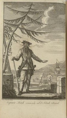 Portrait of the Pirate Edward Teach, known as Blackbeard, 1736. Creator: Basire, James (1730-1802).