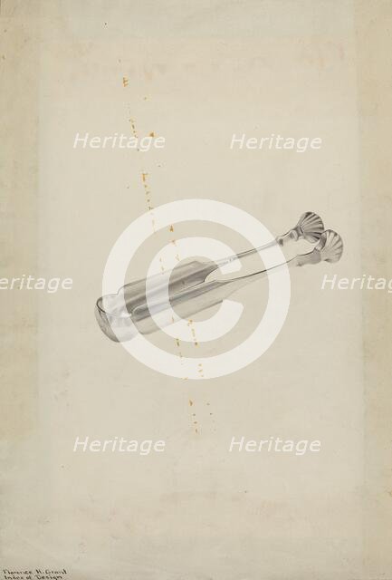 Silver Sugar Tongs, c. 1938. Creator: Florence Grant Brown.