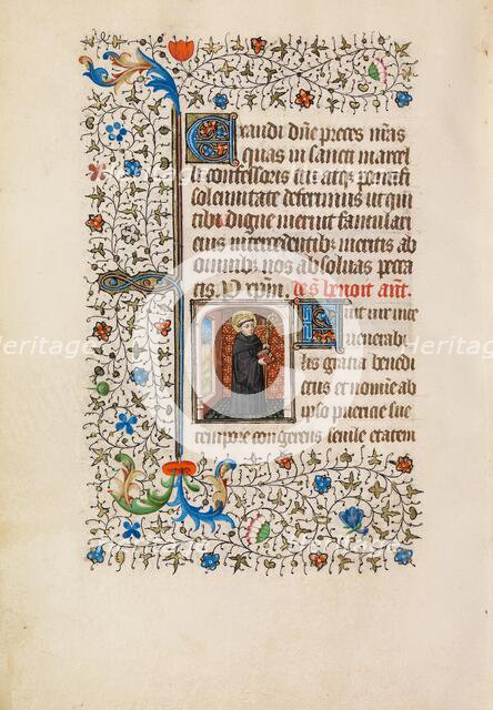 Saint Benedict with a Staff and a Book; Book of Hours, about 1440-1450. Creator: Workshop of the Bedford Master.