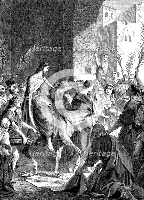Christ riding into Jerusalem on an ass, c1860. Artist: Unknown