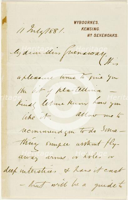 Letter to Kate Greenaway, 1881. Creator: Catherine Greenaway.