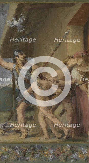 Esquisse pour la salle des mariages de la mairie de Saint-Maur-des-Fossés : Patrie, 1883. Creator: Edouard Michel Lancon.