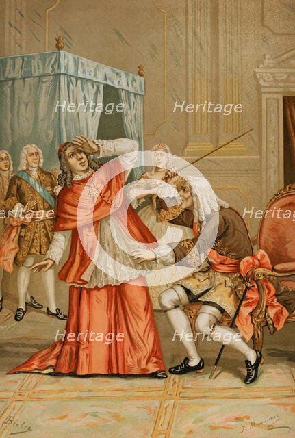 Quarrel between Cardinal Alberoni and the Mayordomo mayor of the King..., 1891.  Creator: Juan Alaminos.