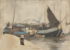 Moored barges, 1870-1923. Creator: Willem Witsen.