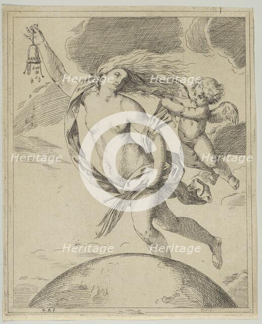 Fortune flying above the globe..., ca. 1660-80. Creator: Girolamo Scarsello.
