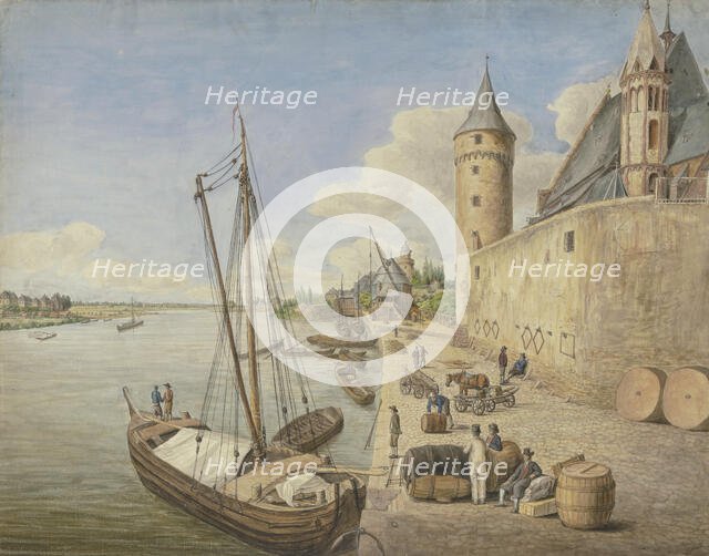 The banks of the Main River in Frankfurt am Main with St. Leonard's Church. Creator: Ursula Magdalene Reinheimer.