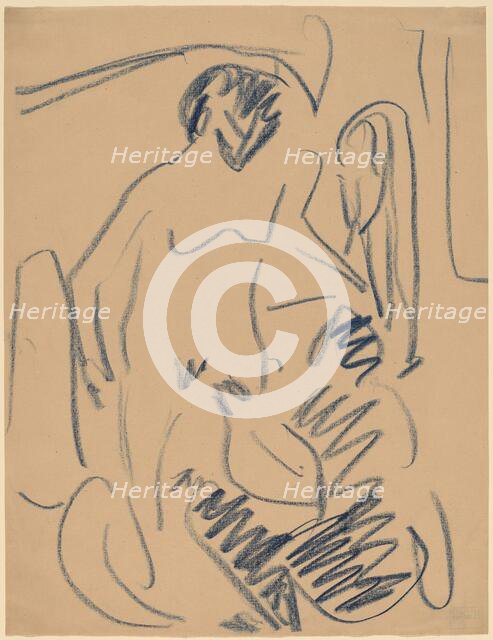 Nude on the Beach, 1910. Creator: Ernst Kirchner.