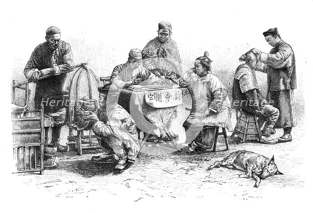 'A street in Kin-Kiang, types and costumes', c1890. Artist: Unknown