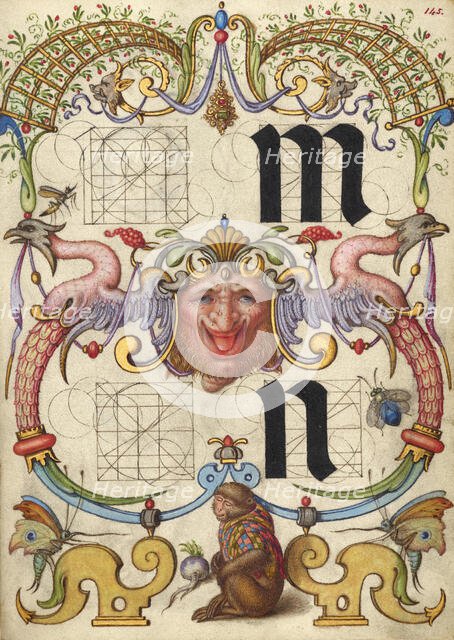 Guide for Constructing the Letters m and n; Mira calligraphiae monumenta, about 1591-1596. Creator: Joris Hoefnagel.