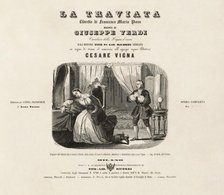 Cover of the first edition of the vocal score of opera La Traviata by Giuseppe Verdi. Creator: Ratti, Leopoldo (1821-1874).