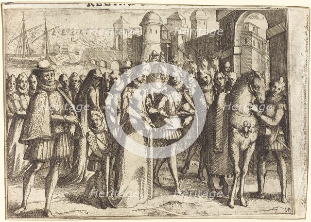 Arrival at Valencia [recto], 1612. Creator: Jacques Callot.