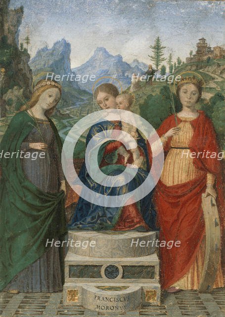 Virgin and Child Enthroned between Saints Cecilia and Catherine of Alexandria, ca. 1510-15. Creator: Francesco Morone.
