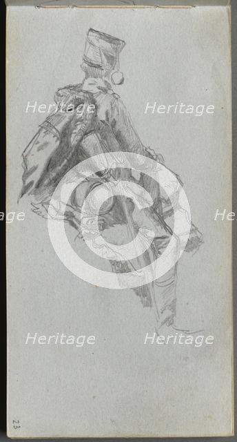 Sketchbook, page 23: Seated Soldier. Creator: Ernest Meissonier (French, 1815-1891).