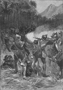  Vasco Nunez De Balboa fighting his way to the Cordilleras, c1513 (1908). Artist: Unknown.