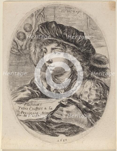 Title Page for "Plusieurs Testes Coiffées a la Persienne", 1650. Creator: Stefano della Bella.