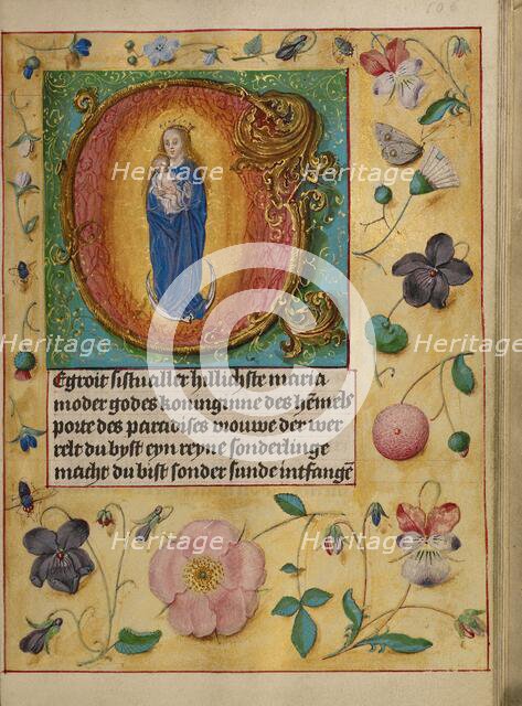 Initial G: The Virgin and Child; Book of Hours, about 1500. Creator: Workshop of Gerard Horenbout.