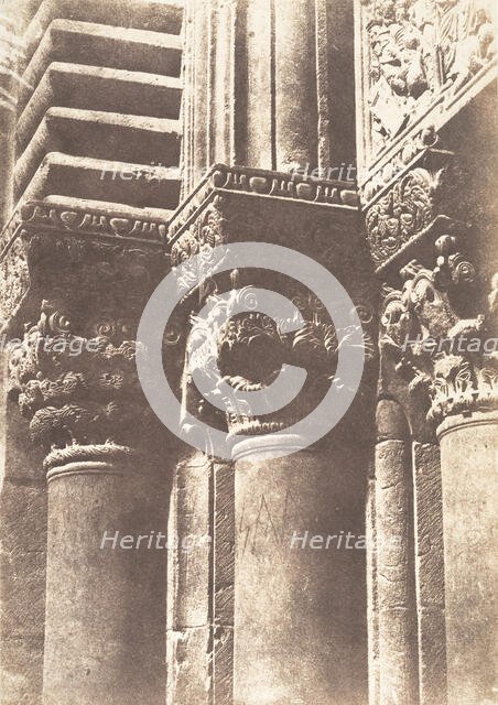 Jérusalem, Saint-Sépulcre, Détails des chapiteaux de la porte principale, 1854. Creator: Auguste Salzmann.