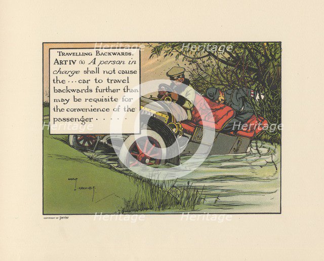 Motoritis, or other interpretations of the Motor Act. Travelling Backwards Article IV (1), 1906. Artist: Unknown