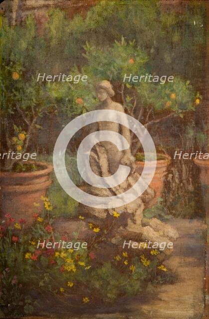 Fountain in a Garden, Cairate, Lombardy, 1875-1877. Creator: Louisa Starr.