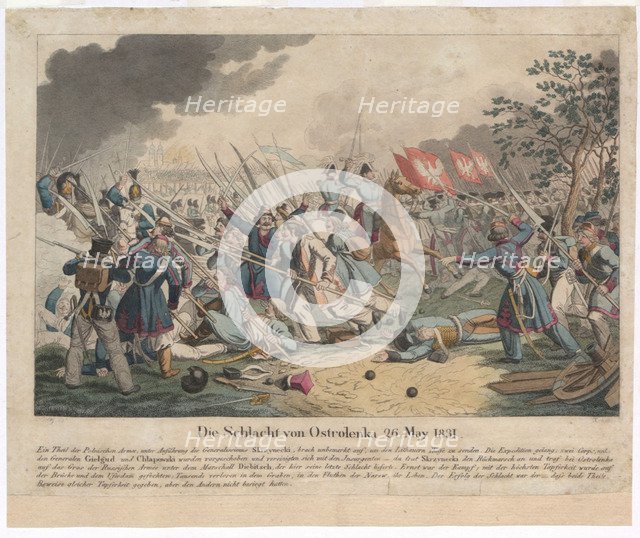 The Battle of Ostroleka on 26 May 1831. Artist: Wunder, Georg Benedikt (1786-1858)