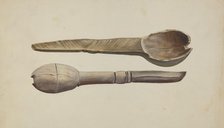 Carved Wooden Spoon, 1935/1942. Creator: Conrado Barrio.