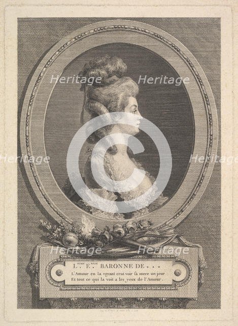Portrait of Louise Émilie Baronne de ***, 1779. Creator: Augustin de Saint-Aubin.