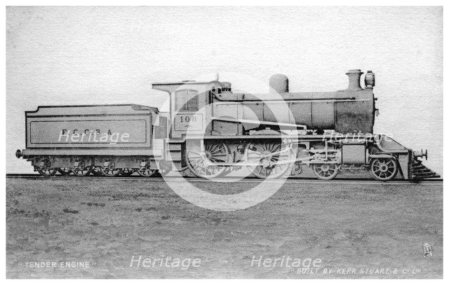 4-4-0 tender engine, steam locomotive built by Kerr, Stuart and Co, early 20th century.Artist: Raphael Tuck