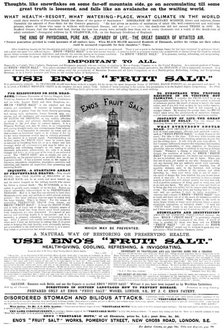 Advertisement for Eno’s "Fruit Salt", 1890.  Creator: Unknown.
