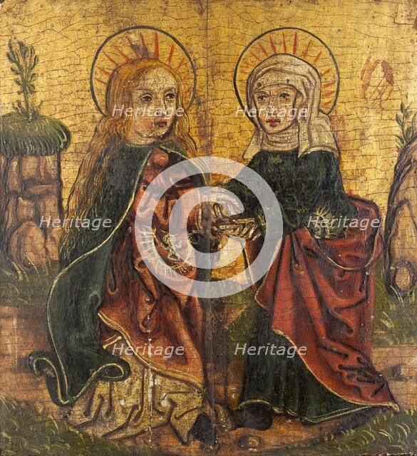 The Annunciation, Visitation to St Elizabeth, Saint Dorothy. Triptych Wing, between 1501-1533. Creator: Unknown.