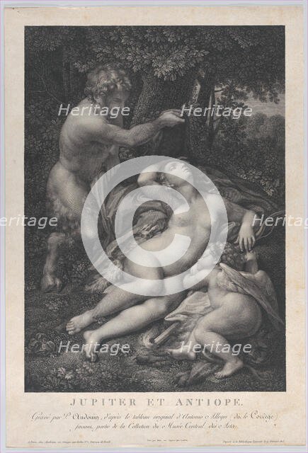 A satyr discovering the sleeping Venus, with Cupid lying at her side, 1801. Creator: Pierre Audouin.
